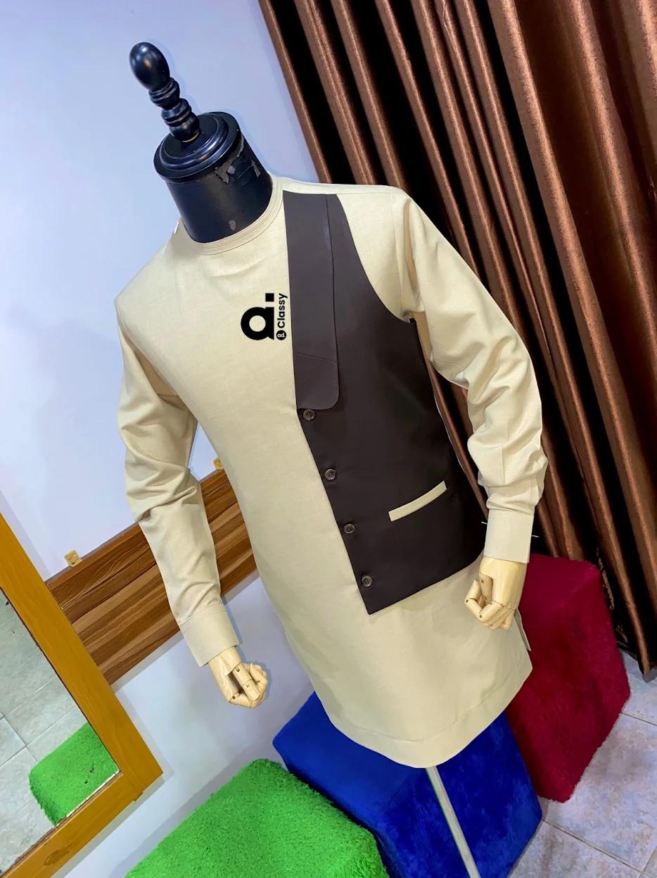 Beige panel kaftan
