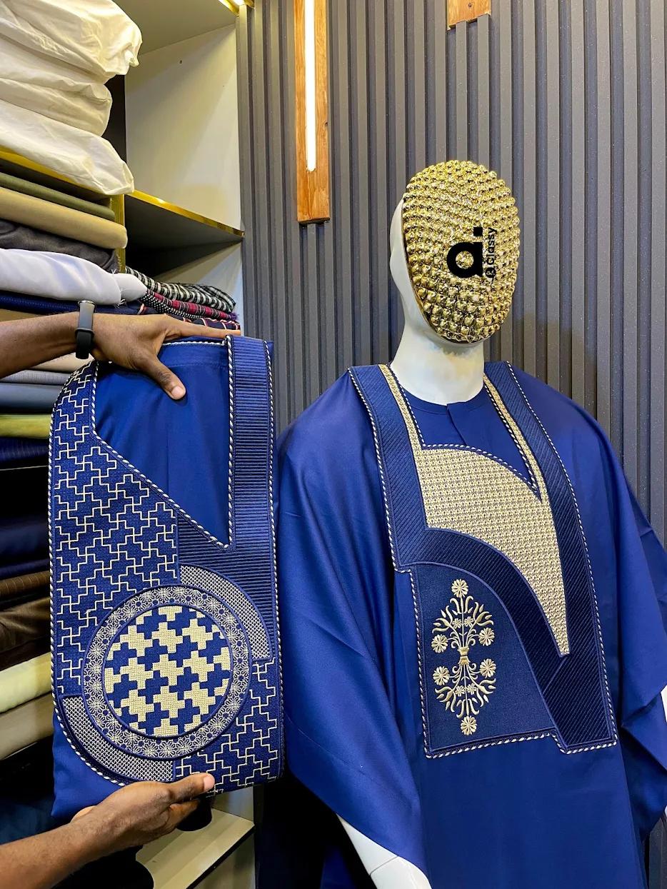 Blue embroidered kaftan